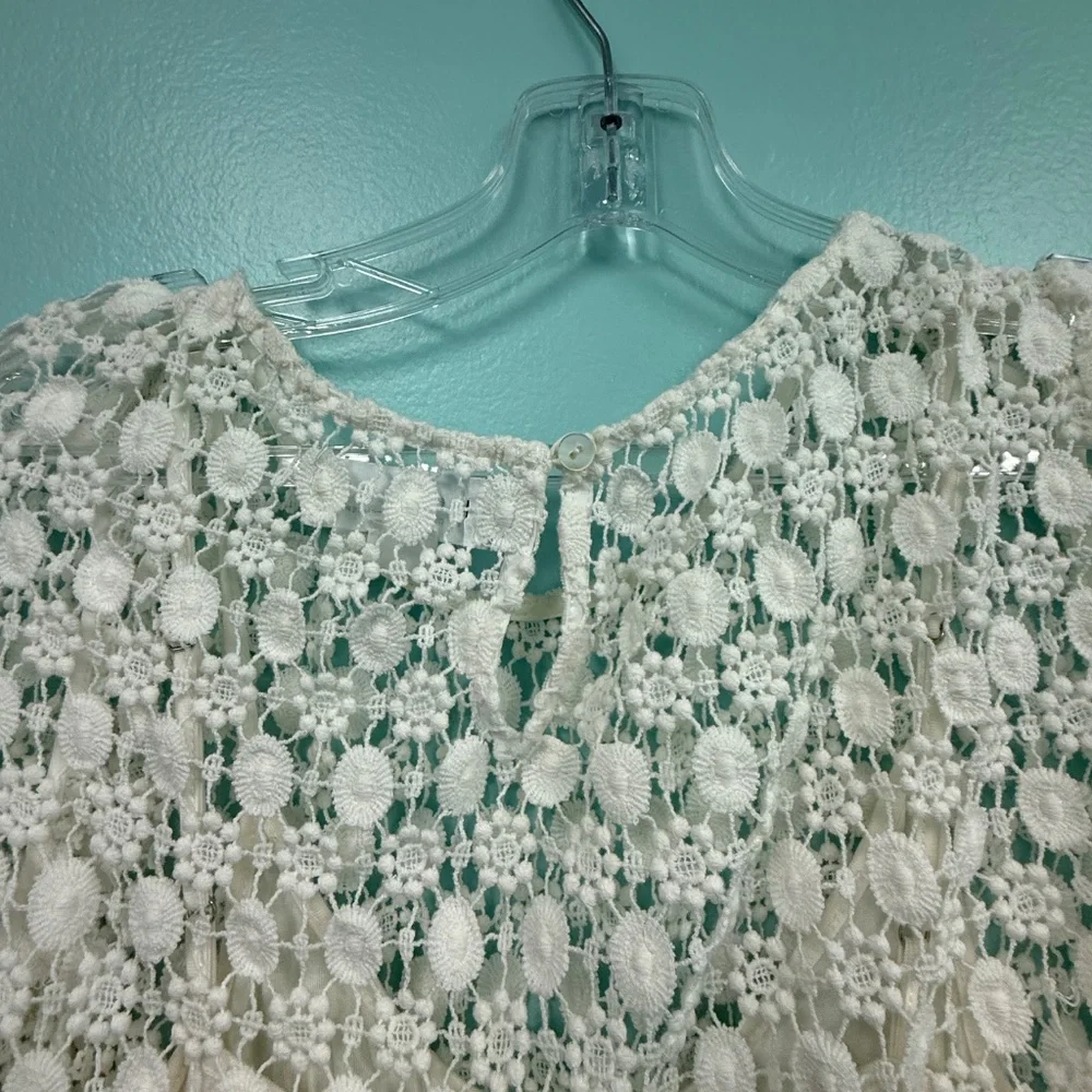 Velvet by graham & Spencer crochet crewneck top in off white size S